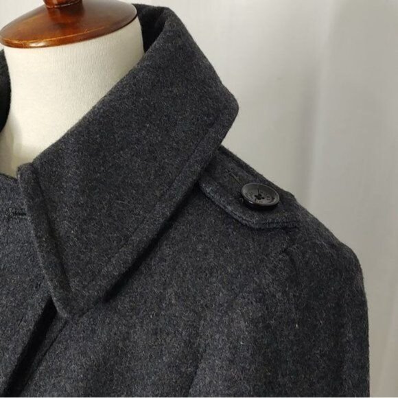 Michael Kors Coat Military Jacket Wool S Charcoal Gray Pea Coat Double Breasted - Picture 7 of 11